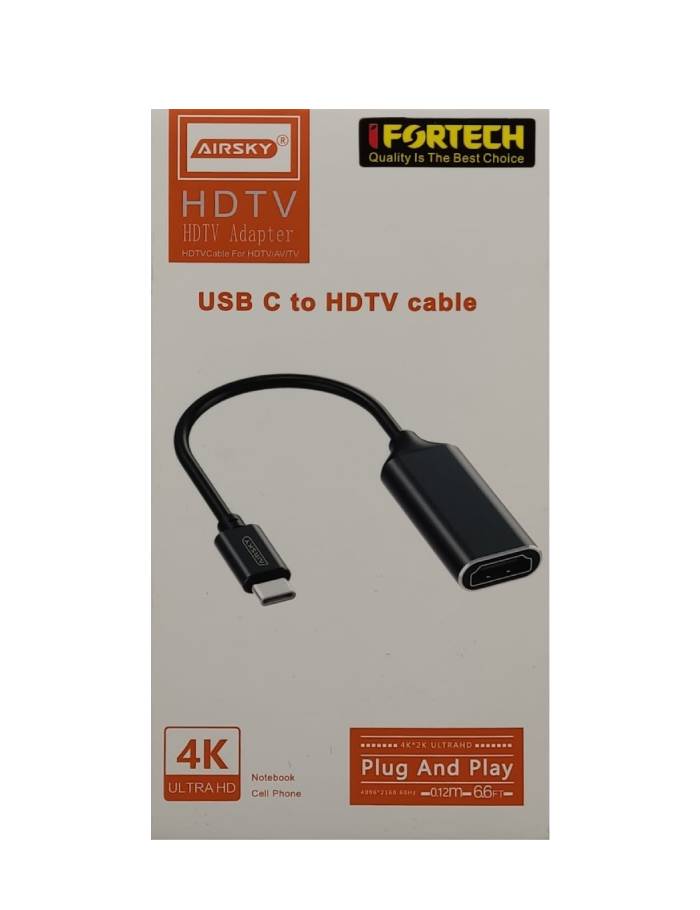 کابل تبدیل USB-C به HDMI مدل AIRSKY – پشتیبانی از 4K Ultra HD برای لپ‌تاپ و موبایل