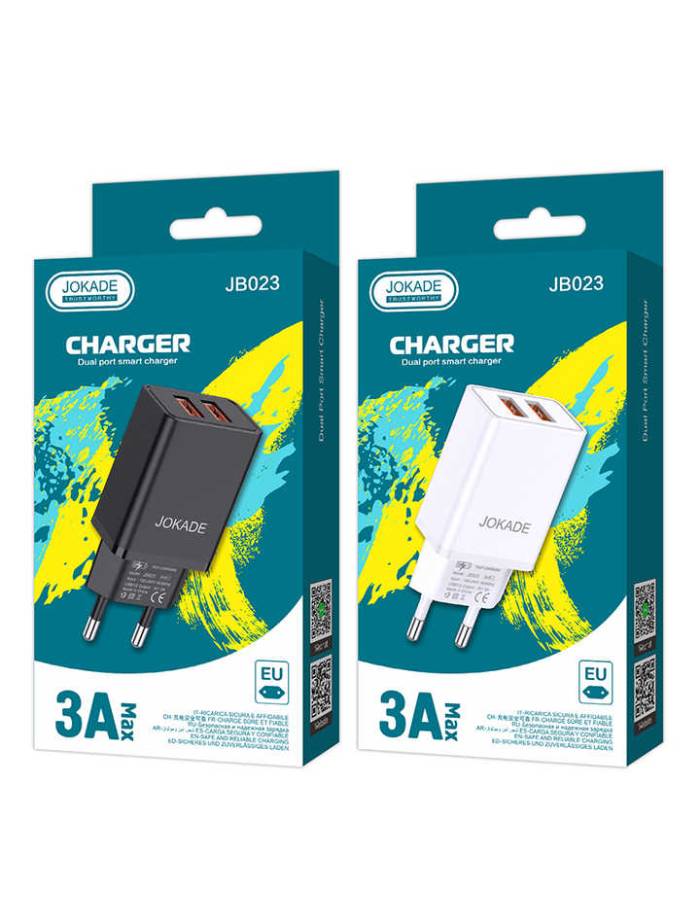 خرید کله گی شارژر JOKADE مدل JB023  دو پورت USB با شارژ سریع 3A